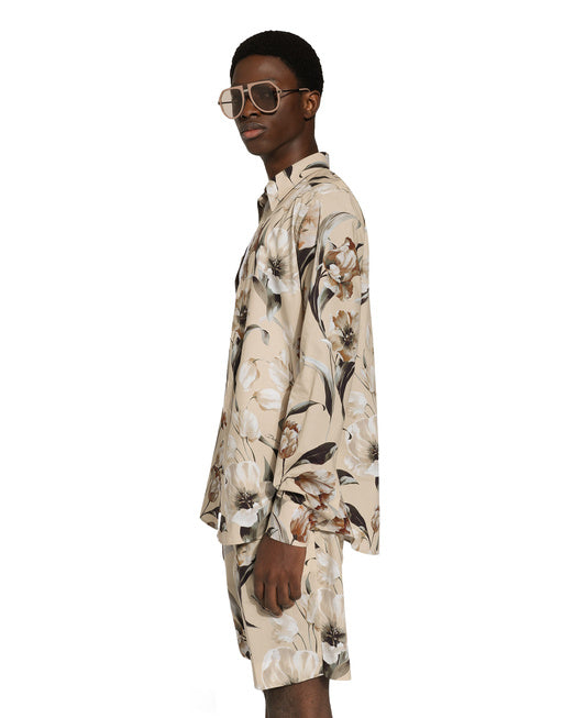 FLORAL-PRINT SILK VANITY SHORTS