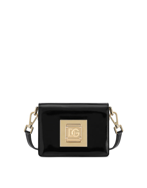 POLISHED CALFSKIN CROSSBODY BAG WITH DG FASTENING
