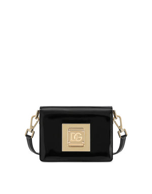 POLISHED CALFSKIN CROSSBODY BAG WITH DG FASTENING