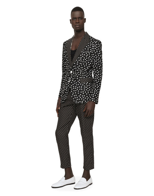 COTTON TAORMINA-FIT SUIT WITH POLKA-DOT PRINT