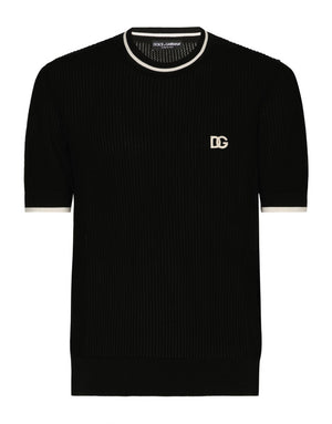 ROUND-NECK COTTON SWEATER WITH DG LOGO