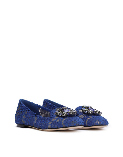 SLIPPER IN TAORMINA LACE WITH CRYSTALS