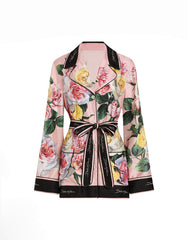 TWILL PAJAMA SHIRT WITH ROSE AND PEONY PRINT
