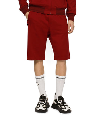 JERSEY BERMUDA JOGGING SHORTS WITH SMALL LOGOED PLAQUE