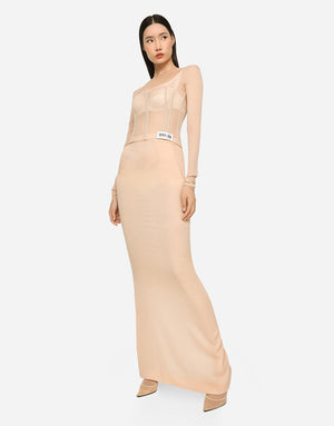 KIM DOLCE&GABBANA GEORGETTE TOP WITH CORSET DETAILING