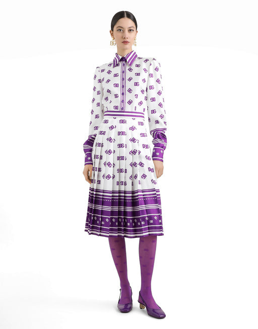 DG LOGO ALL-OVER PRINT TWILL SHIRT DRESS