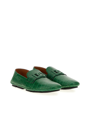 CROCODILE-PRINT CALFSKIN DRIVER SHOES