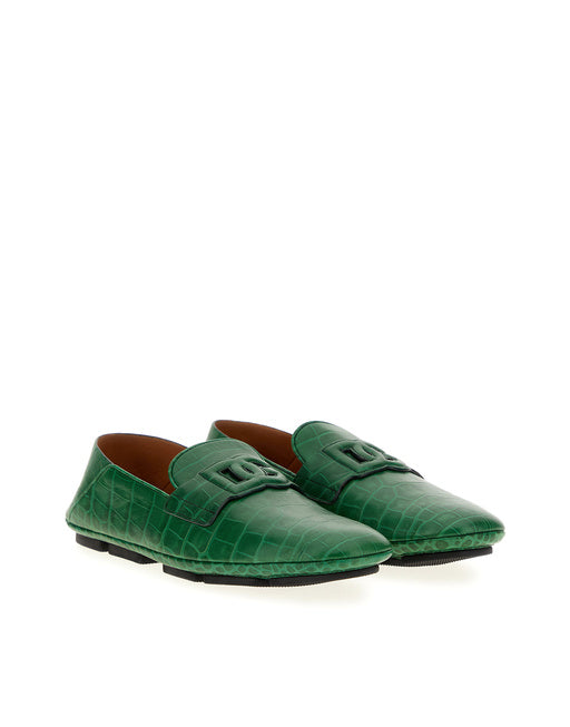CROCODILE-PRINT CALFSKIN DRIVER SHOES