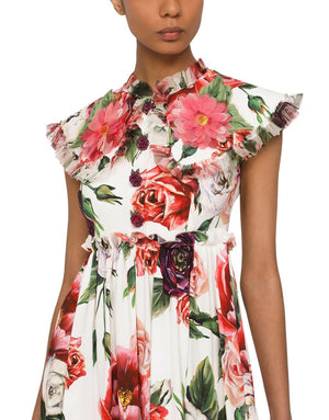 DOLCE & GABBANA PLEATED DRESS IN ELASTICATED SILK CADY FABRIC