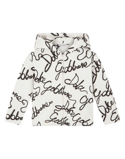 JERSEY HOODIE WITH ALL-OVER LOGO PRINT