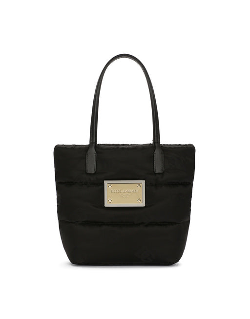 SMALL NYLON JACQUARD SHOPPER WITH LOGO