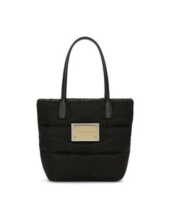 SMALL NYLON JACQUARD SHOPPER WITH LOGO