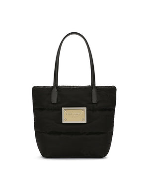 SMALL NYLON JACQUARD SHOPPER WITH LOGO