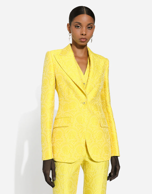 SINGLE-BREASTED FLORAL BROCADE TURLINGTON JACKET