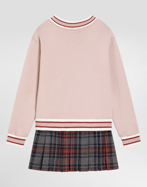 FLEECE AND TARTAN DRESS WITH DOLCE&GABBANA PRINT