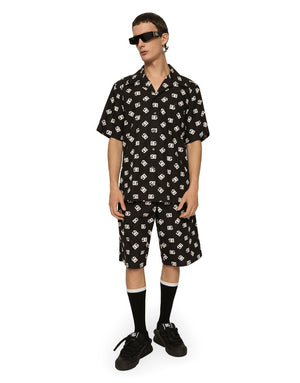 COTTON HAWAIIAN SHIRT WITH DG MONOGRAM PRINT