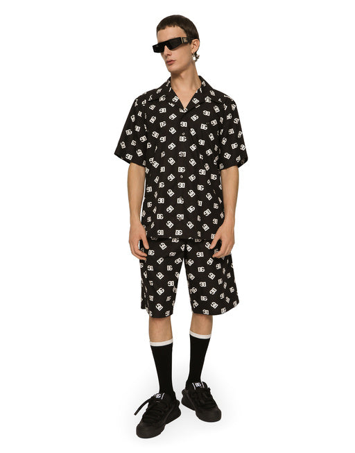 COTTON HAWAIIAN SHIRT WITH DG MONOGRAM PRINT