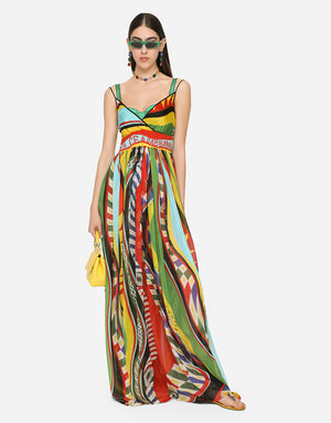 LONG CARRETTO-PRINT SLIP DRESS