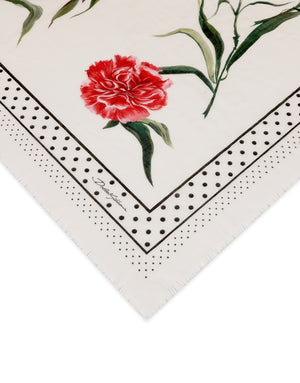 LARGE CARNATION-PRINT SILK AND CASHMERE SCARF (140 X 140)