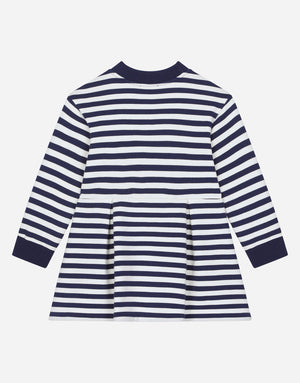STRIPED JERSEY DRESS WITH STAR PATCH EMBELLISHMENT