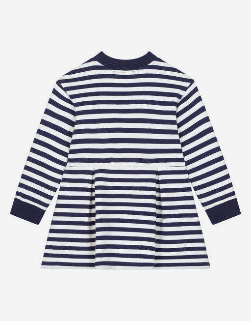 STRIPED JERSEY DRESS WITH STAR PATCH EMBELLISHMENT