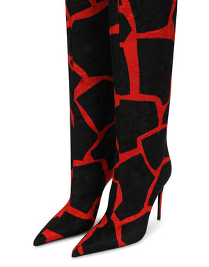 GIRAFFE-PRINT BROCADE BOOTS