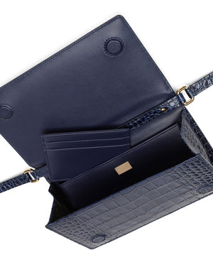 CROCODILE-PRINT CALFSKIN CELL PHONE BAG