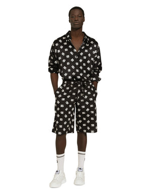 OVERSIZE SILK SHIRT WITH DG MONOGRAM PRINT