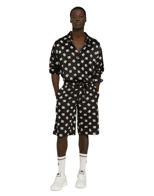 OVERSIZE SILK SHIRT WITH DG MONOGRAM PRINT