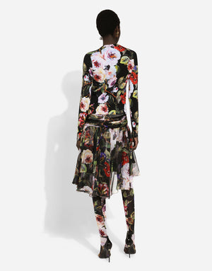 SILK CARDIGAN WITH ROSE GARDEN PRINT
