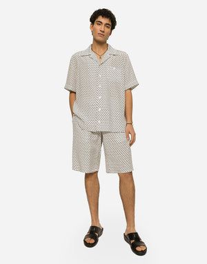 CREPE DE CHINE HAWAIIAN SHIRT WITH DG LOGO PRINT