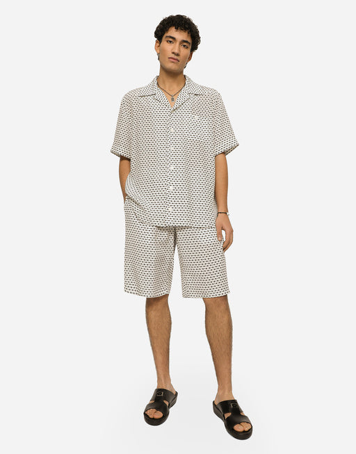CREPE DE CHINE HAWAIIAN SHIRT WITH DG LOGO PRINT