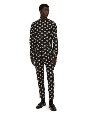 COTTON MARTINI-FIT SHIRT WITH DG MONOGRAM PRINT