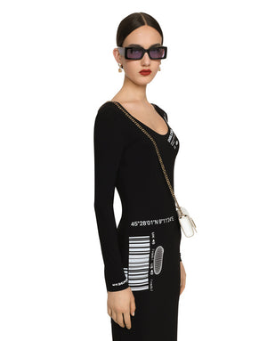 LONG-SLEEVED SPANDEX JERSEY MIDI DRESS DGVIB3