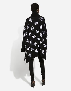 WOOL PONCHO WITH JACQUARD DG LOGO