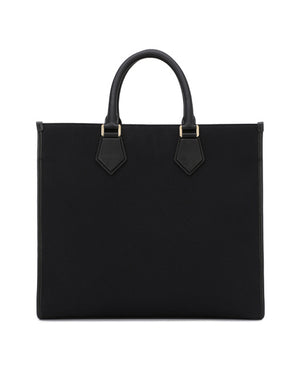 CANVAS SHOPPER WITH CALFSKIN NAPPA DETAILS
