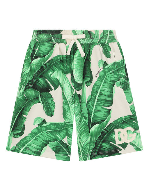 JERSEY JOGGING SHORTS WITH BANANA-TREE PRINT
