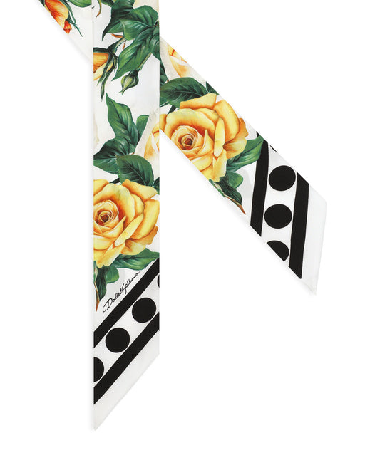 TWILL HEADSCARF WITH YELLOW ROSE PRINT