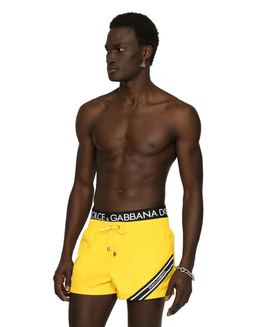 SHORT SWIM TRUNKS WITH BRANDED BAND