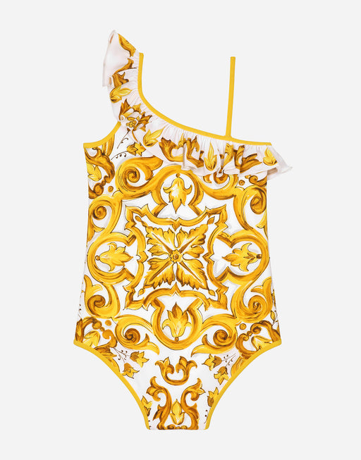 ONE-PIECE SWIMSUIT WITH YELLOW MAJOLICA PRINT