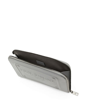 SMALL CALFSKIN POUCH WITH RAISED LOGO