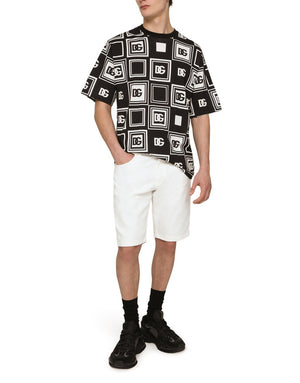COTTON T-SHIRT WITH DG LOGO PRINT