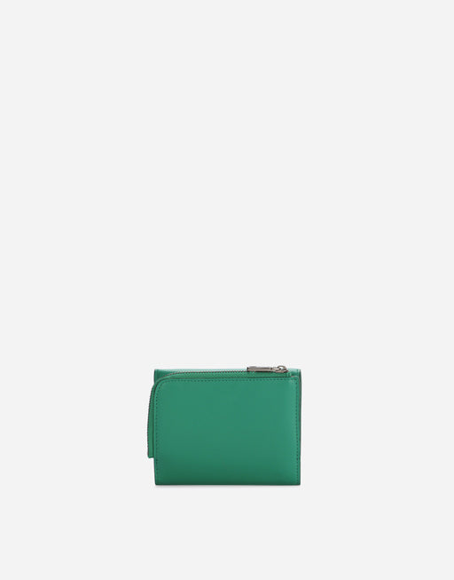 CALFSKIN FRENCH FLAP WALLET WITH LOGO