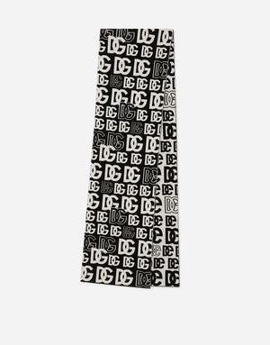 CASHMERE SCARF WITH ALL-OVER DG LOGO