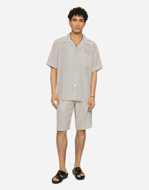 CREPE DE CHINE HAWAIIAN SHIRT WITH DG LOGO PRINT
