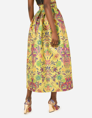PENCIL SKIRT IN FLORAL LUREX JACQUARD