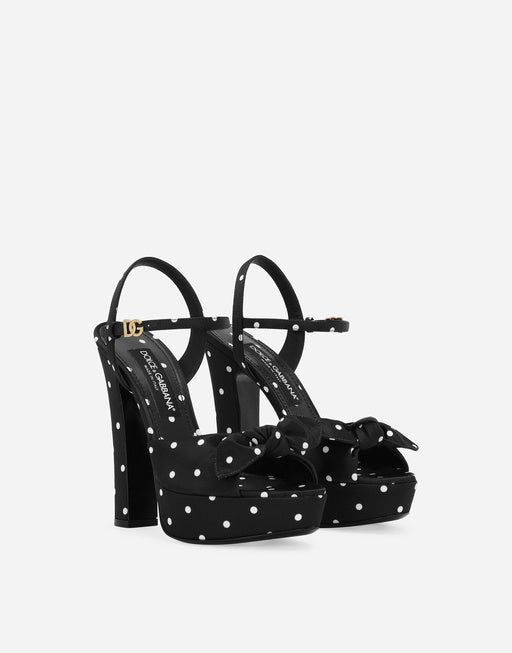PRINTED SATIN PLATFORM SANDALS