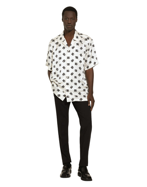 SILK HAWAIIAN SHIRT WITH DG MONOGRAM PRINT