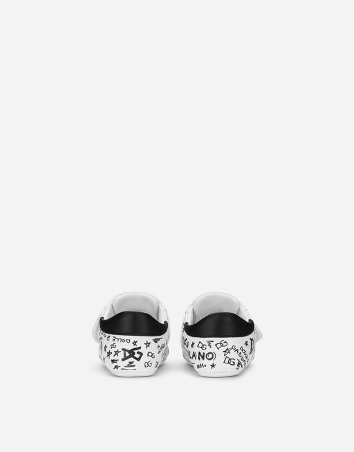 GRAFFITI-PRINT NAPPA LEATHER SNEAKERS