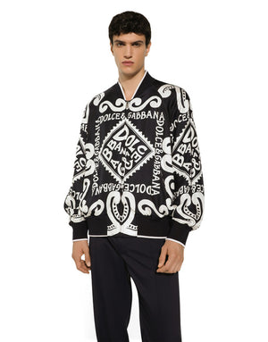 MARINA-PRINT SILK BOMBER JACKET